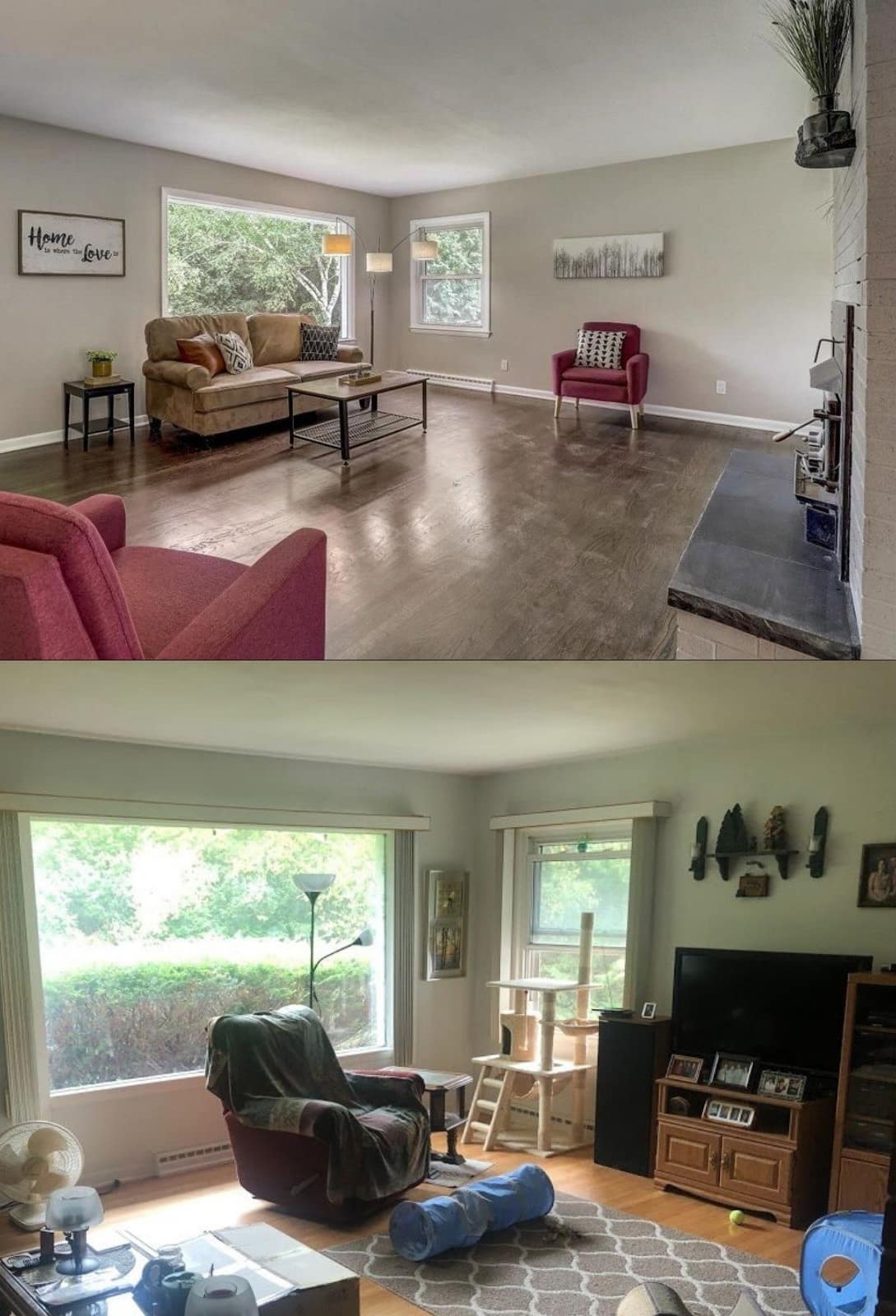 before and after living room renovattion