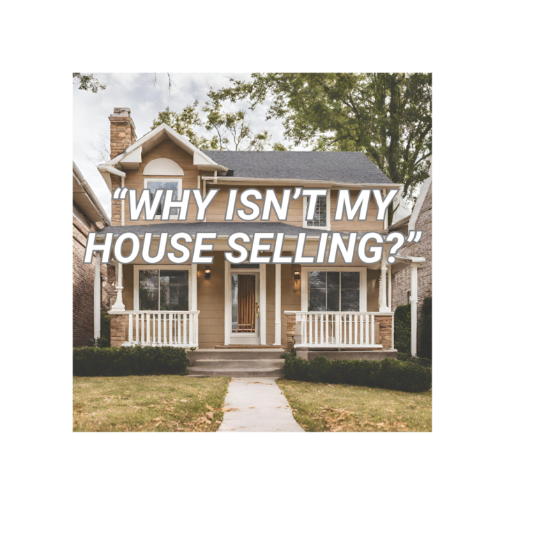 An AI-generated image of a house with the words "Why isn't my house selling?" emblazoned on it.